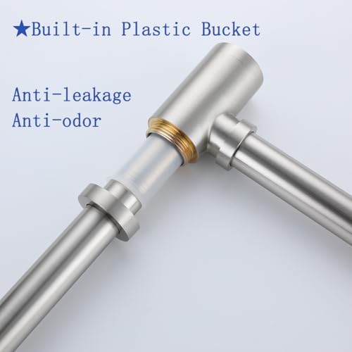 Basin Bottle Trap Brushed Nickel Sink Bathroom Waste Pipe 1-1/4 inch Slip Inlet - Image 5