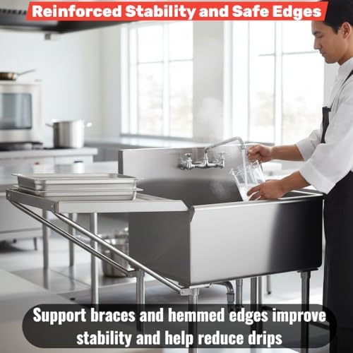 21" x 18" Commercial Stainless Steel Detachable Drainboard - Image 6