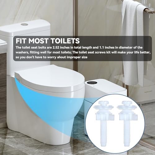 2 Pack Universal Toilet Seat Screws Replacement Kit, Plastic Bolts Toilet Seat - Image 6