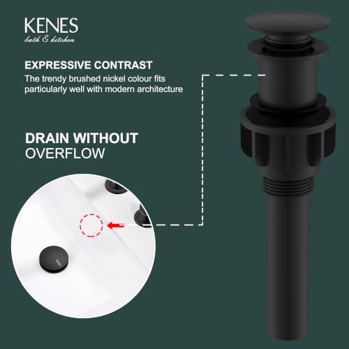 KENES 2 Pack Black Pop Up Bathroom Sink Drain Assembly Without Overflow - Image 3