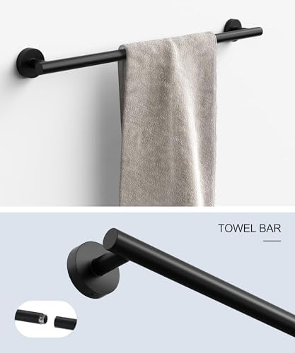 Matte Black Bathroom Hardware Accessories Set 5 Pcs SUS304 Stainless Steel - Image 2