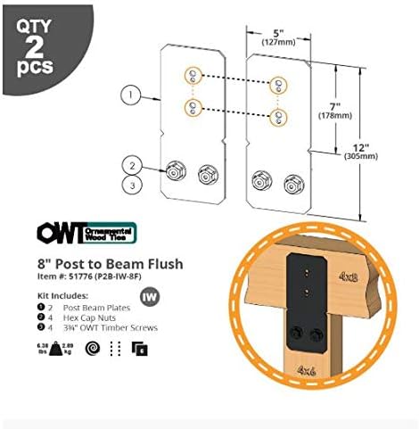 OZCO Ironwood Post to Beam Connector, 2 Pieces, flush mount design - Image 2