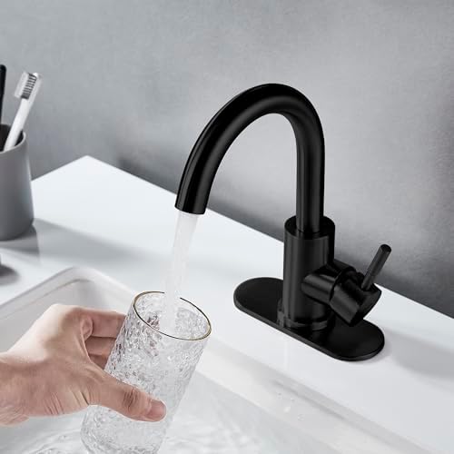 Matte Black Bathroom Sink Faucet Single Hole, Modern Single Handle Bathroom - Image 2