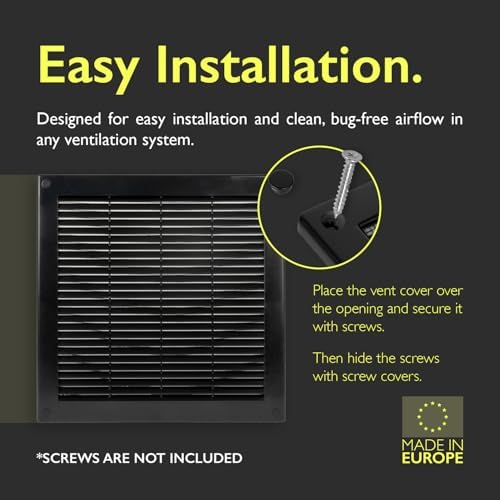 12 x 12 Inch Black Air Vent Cover – Plastic Square Air Vent Grill Cover - Image 3