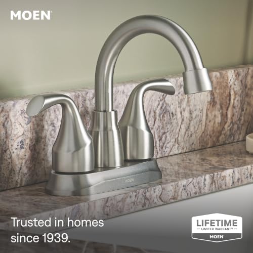 Moen Idora Spot Resist Brushed Nickel Two-Handle Centerset Bathroom Sink Faucet - Image 2