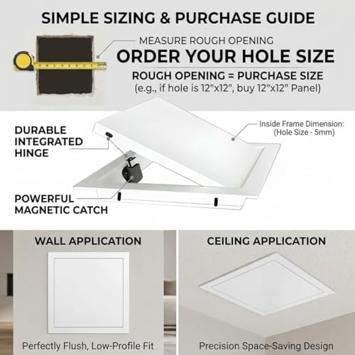 Magnetic Plumbing Access Panel for Drywall, Easy Install Wall Cover Plate for - Image 3