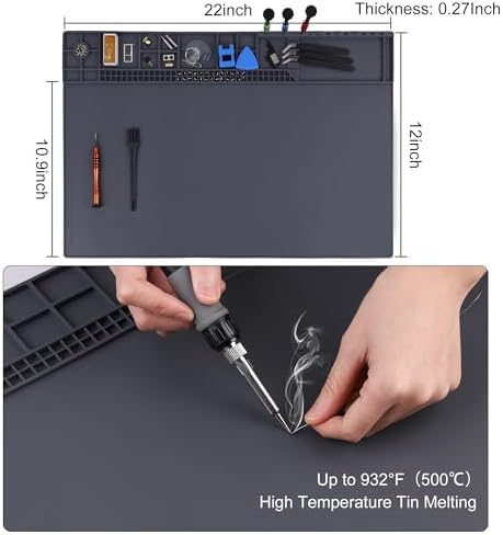 Premium Heat Resistant 932°F 22"x 14.2" Magnetic Silicone Soldering Mat - Image 6