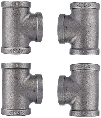 PIPE DECOR 1" Tee Fitting, Malleable Iron, Fits One Inch Diameter Black Steel by PipeD%C3%A9cor