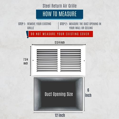 Fits 12x6 Duct Opening | Steel Return Air Grille by Handua | Vent Cover Grill - Image 2