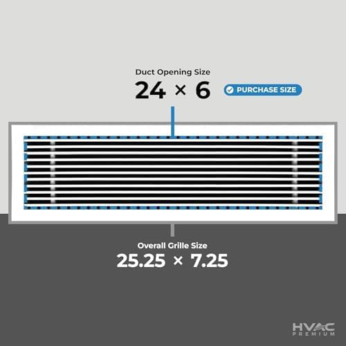 HVAC Premium 24" W X 6" H Linear Aluminum Clip-On Bar Return Air Grille - Image 3