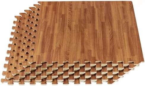 Forest Floor 3/8 Inch Thick Printed Foam Tiles, Premium Wood Grain Interlocking by WeSellMats