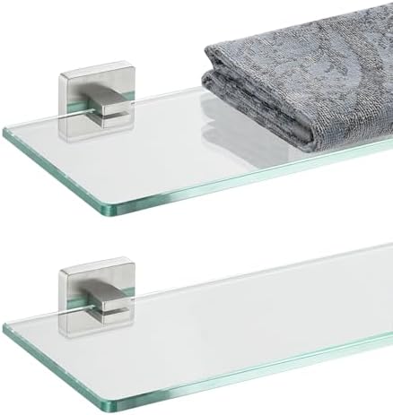 JQK Bathroom Glass Shelf, Floating Tempered Glass Shower Storage 20 by 5 inches by Homeimprovement
