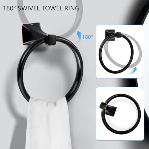 SUS304 Stainless Steel Bathroom Hardware Set, 5-Piece Matte Black Wall Mounted - Image 5