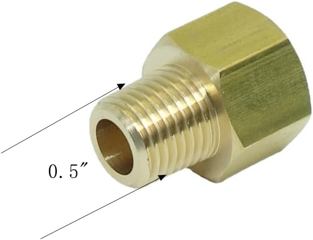 2 Pcs 1/4" NPT Pipe Male x M14 x1.5 Female Metric Gauge Adapter Brass - Image 2