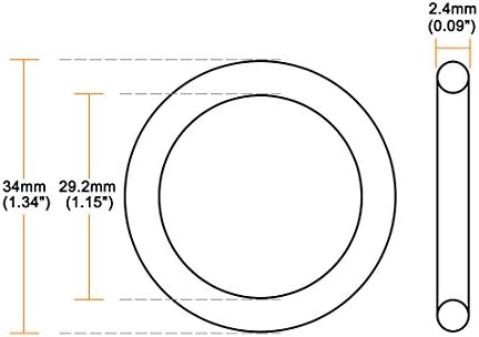 uxcell Silicone O-Ring, 34mm Outside Diameter, 29.2mm Inner Diameter, 2.4mm - Image 3
