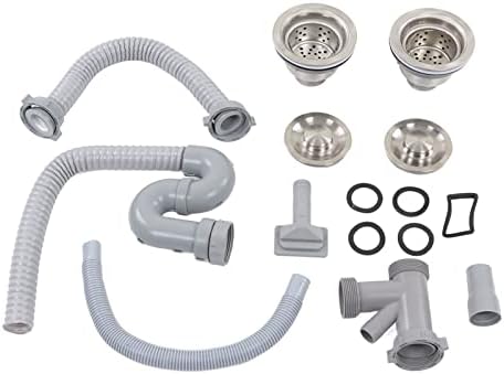 Ymiko Kitchen Sink Drainer Pipe – Stainless Steel Double Sink Drain Kit - Image 6