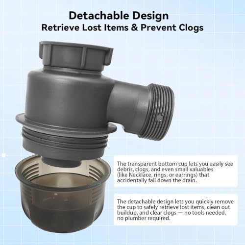 2 Pack Visible Sink Trap 1-1/2" Water Seal P Trap Replacement, Removable Anti - Image 5