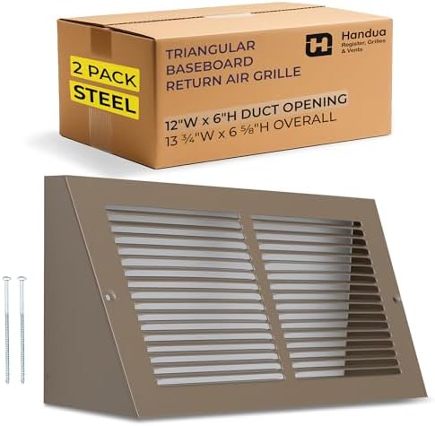 Fits 12x6 Duct Opening | Steel Triangular Baseboard Return Air Grille by Handua by Handua