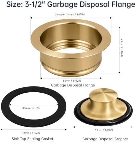 Garbage Disposal Flange and Stopper, Brushed Gold - Image 2