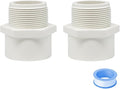 2PCS 1-1/2 Inch Male Thread White PVC Fittings 2-Way PVC Pipe Coupling Adapter by HayEastdor