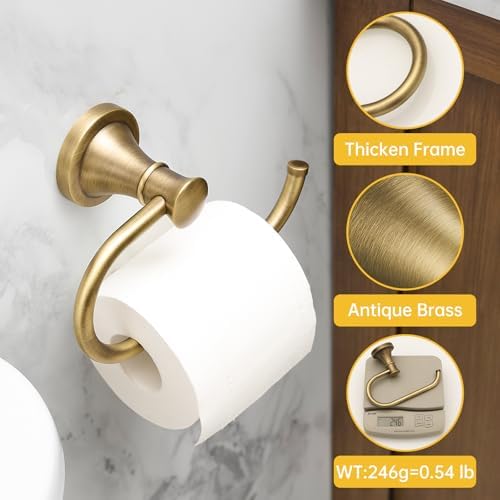 BESy Toilet Paper Holder Wall Mounted Bathroom Tissue Holder Antique Brass - Image 4