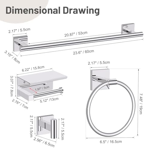 Lairuier Bathroom Hardware Set Polish Chrome, Towel Holder Set Wall Mounted - Image 7