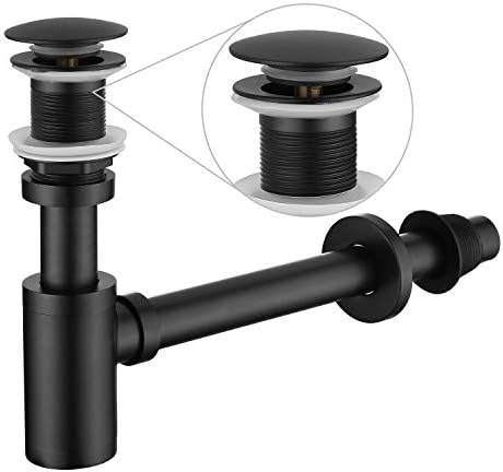 Bathroom Sink Stopper P-Trap Complete Set Adjustable 1-1/4 Sink Drain Kit Tube by Miraga