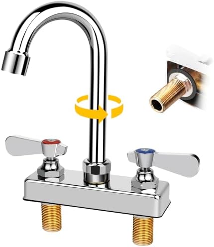 Commercial Bar Sink Faucet 4 Inch Center Deck Mount 3-1/2" Gooseneck Spout by ZKDAUSDO