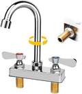 Commercial Bar Sink Faucet 4 Inch Center Deck Mount 3-1/2" Gooseneck Spout by ZKDAUSDO