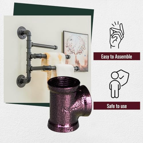 1/2" TEE Industrial Threaded Black Iron Pipe Fittings; Hammered Bronze Finish - Image 4
