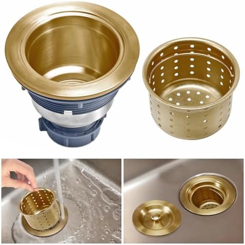 KONE 3-1/2 Inch Brass Sink Drain, Durable Stainless Steel Brass Kitchen Sink - Image 3