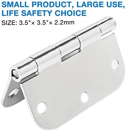 TDCHINGES Rounded Door Hinges 3.5" X 3 1/2 Inch Polished Chrome 5/8" Radius | - Image 3