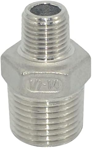 1/2" x 1/4" Male Threaded Reducing Nipple Fitting/Adapter, Stainless Steel by Megairon