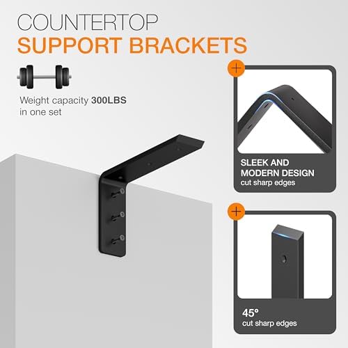 BATODA 10” Countertop Support Steel Brackets, Heavy Duty L Bracket - Image 3