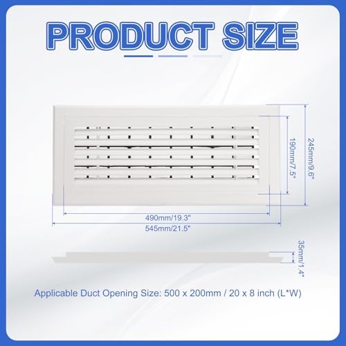 PATIKIL 20x8 Inch Plastic Ventilation Grille, Return Air Vent Cover Removable - Image 2