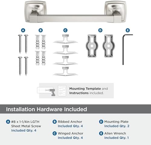 Amerock Stature 8" Brushed Nickel Towel Bar - Image 4