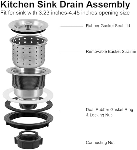 LQS Kitchen Sink Drain Assembly, Kitchen Sink Strainer - Image 4