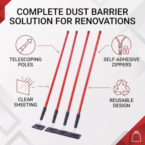 Adjustable Dust Barrier Pole Kit 3 to 10 FT, 32.8x13.1 FT - Image 5
