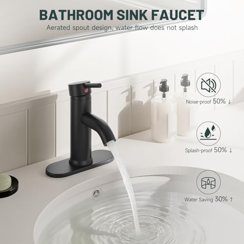 Matte Black Bathroom Faucet for 1 or 3 Holes - Image 3