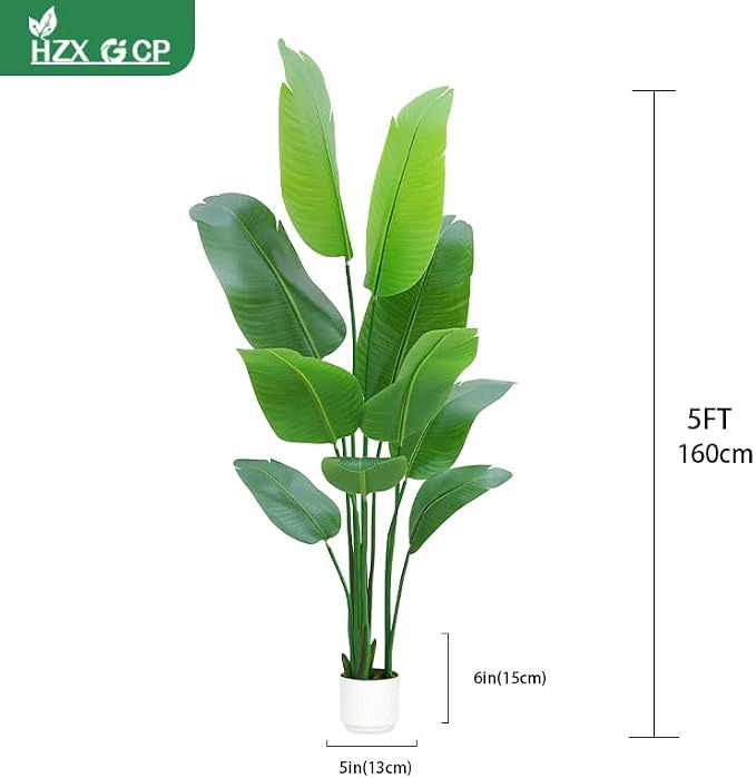 Bird of Paradise Plant Artificial 5ft, Faux Plants Indoor Tall - Image 2