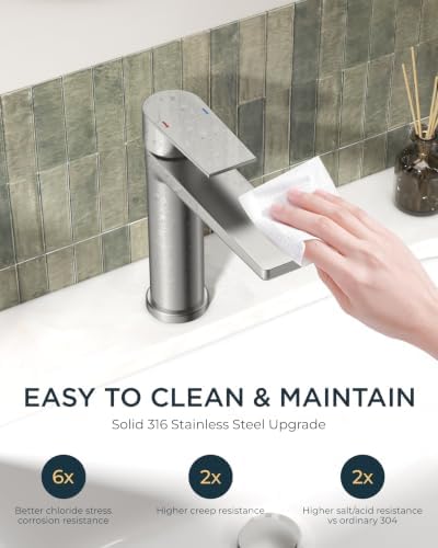 FORIOUS Single Hole Bathroom Faucet Brushed Nickel, Commercial Faucet - Image 6