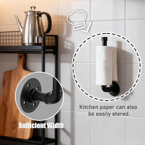 Wall Mount Industrial Pipe Paper Towel Holder, Heavy-Duty DIY Rustic Vintage - Image 6