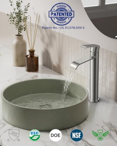 FORIOUS Waterfall Bathroom Faucet Single Hole Brushed Nickel Vessel - Image 2