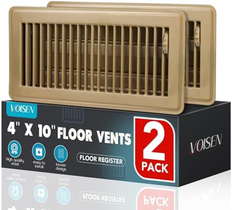 VOISEN Floor Register 4x10, 2 Pack Brown Floor Vent Covers by VOISEN
