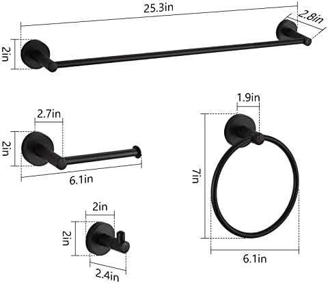 BGL Bathroom Hardware Set Black Bathroom Accessory Set Towel Bar 8 Pieces - Image 6