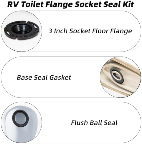 RV Toilet Seal Kit with 12 inch Flexible Toilet Connector - Image 5