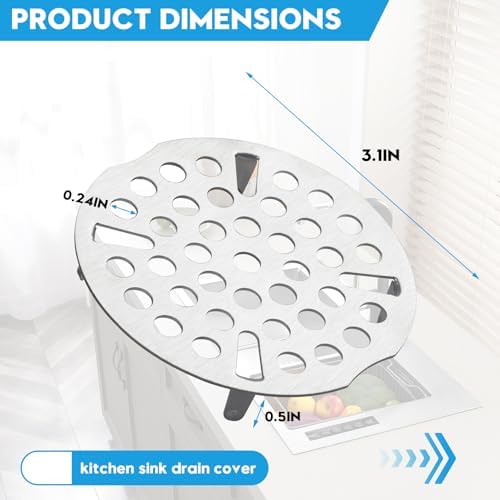 2-Pack 3 Inch Drain Cover Kitchen Sink Strainer - Image 4