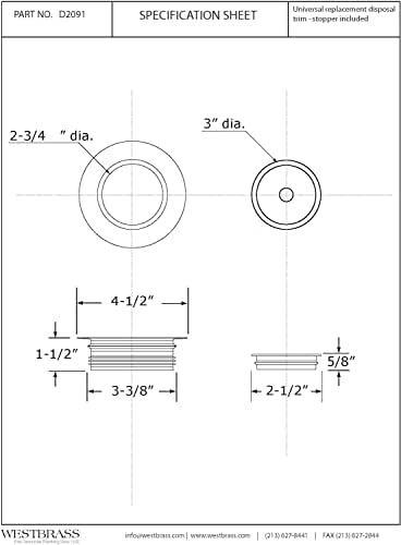 Westbrass D2091-07 Universal Replacement Disposal Drain Flange and Stopper Trim - Image 2
