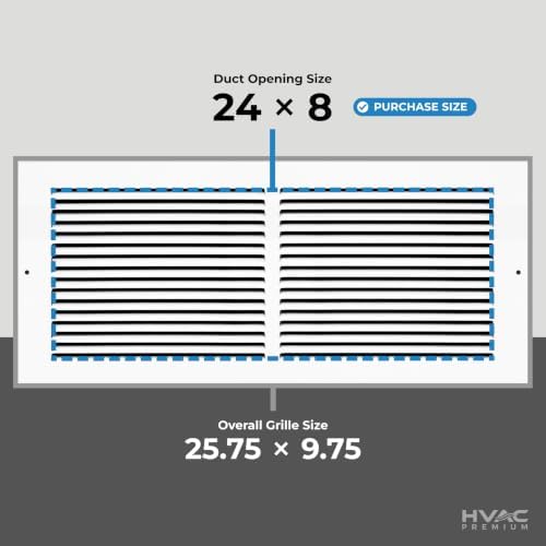 HVAC Premium 24" X 8" Baseboard Return Air Grille - Image 3