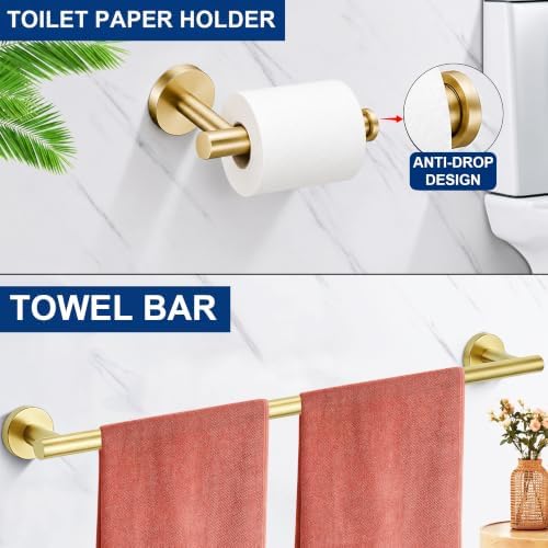 5 Pieces Bathroom Hardware Accessories Set Brushed Gold, 24Inch Bathroom Towel - Image 4
